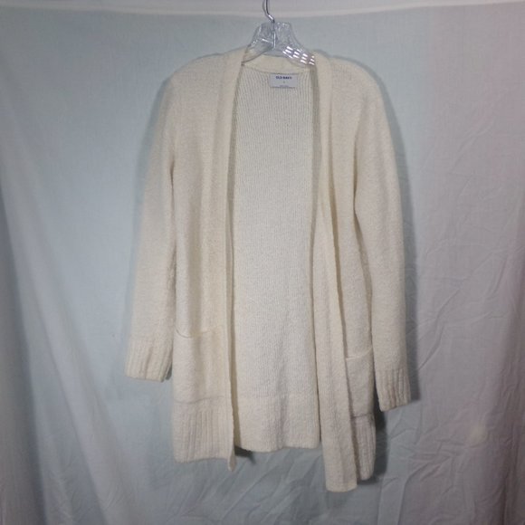 Old Navy White Wool Blend Open Front Knit Cardigan- Size M - Picture 1 of 4